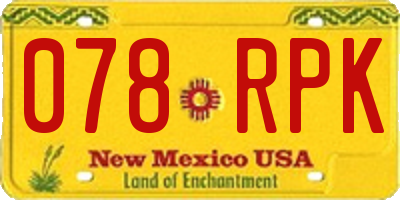 NM license plate 078RPK
