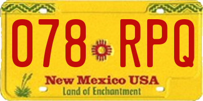 NM license plate 078RPQ