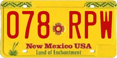 NM license plate 078RPW