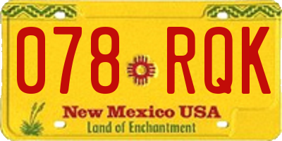 NM license plate 078RQK