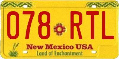 NM license plate 078RTL