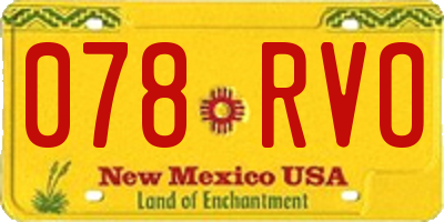 NM license plate 078RVO