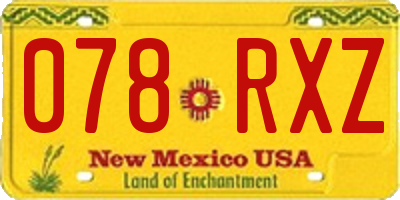 NM license plate 078RXZ