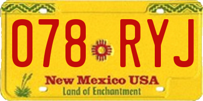 NM license plate 078RYJ