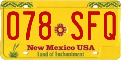 NM license plate 078SFQ