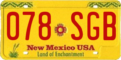 NM license plate 078SGB