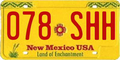 NM license plate 078SHH