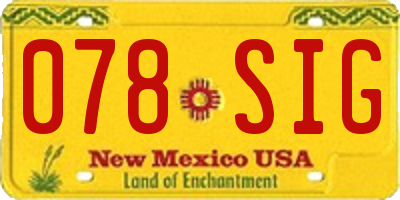 NM license plate 078SIG