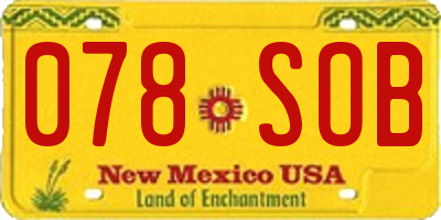 NM license plate 078SOB