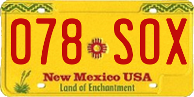NM license plate 078SOX