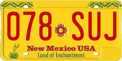 NM license plate 078SUJ