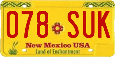 NM license plate 078SUK