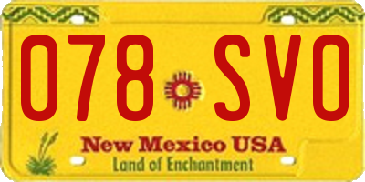 NM license plate 078SVO
