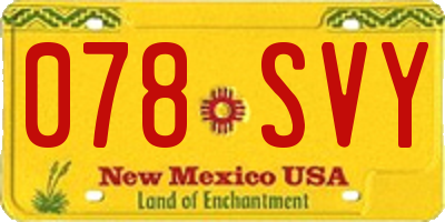 NM license plate 078SVY