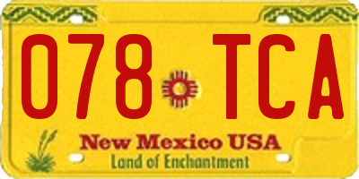 NM license plate 078TCA