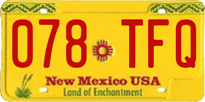 NM license plate 078TFQ