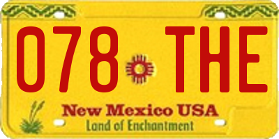 NM license plate 078THE