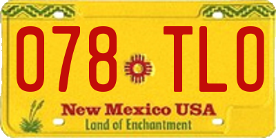 NM license plate 078TLO