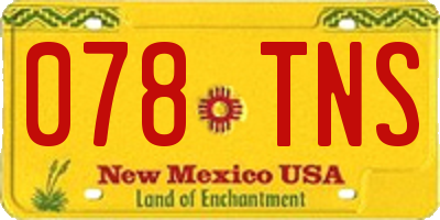 NM license plate 078TNS