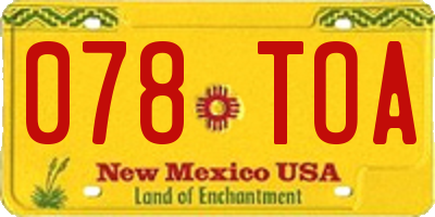 NM license plate 078TOA