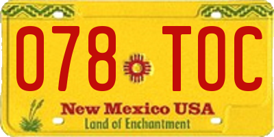NM license plate 078TOC