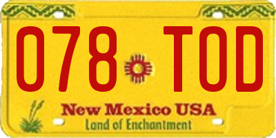 NM license plate 078TOD