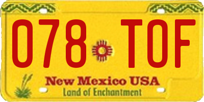 NM license plate 078TOF