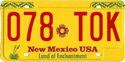 NM license plate 078TOK