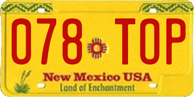 NM license plate 078TOP