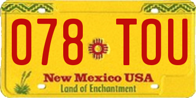 NM license plate 078TOU