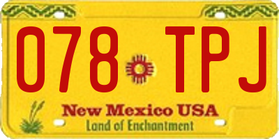 NM license plate 078TPJ