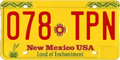 NM license plate 078TPN