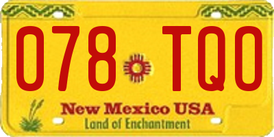 NM license plate 078TQO