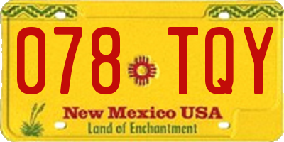 NM license plate 078TQY