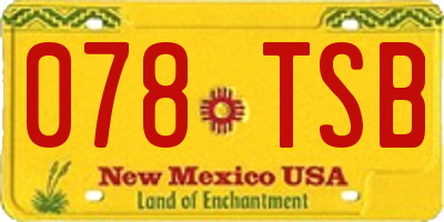 NM license plate 078TSB