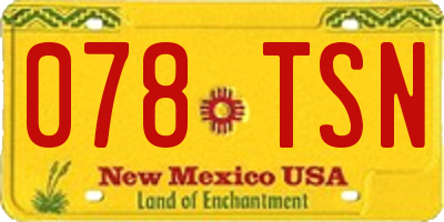NM license plate 078TSN