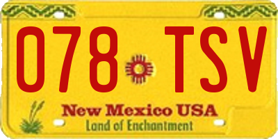 NM license plate 078TSV