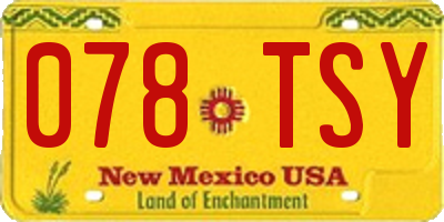 NM license plate 078TSY