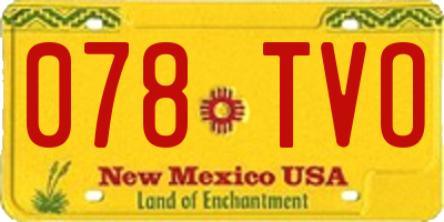 NM license plate 078TVO