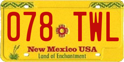 NM license plate 078TWL