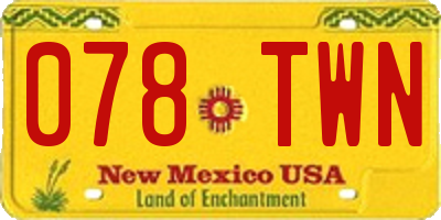 NM license plate 078TWN