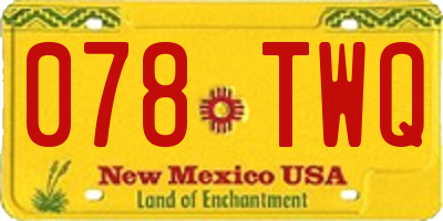 NM license plate 078TWQ