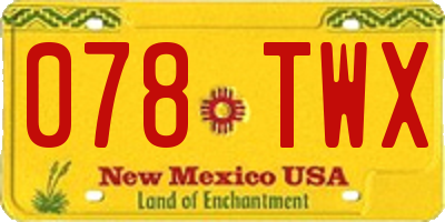 NM license plate 078TWX