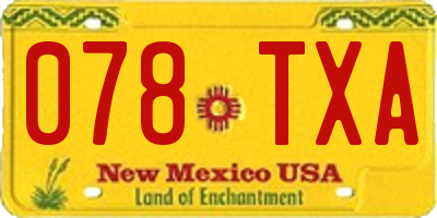 NM license plate 078TXA