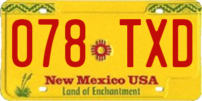 NM license plate 078TXD