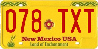 NM license plate 078TXT