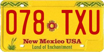 NM license plate 078TXU