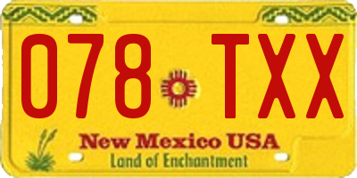 NM license plate 078TXX