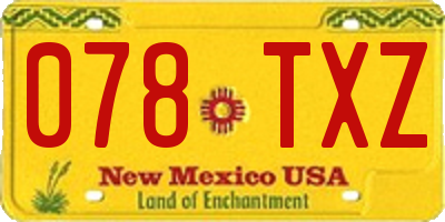 NM license plate 078TXZ