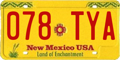 NM license plate 078TYA